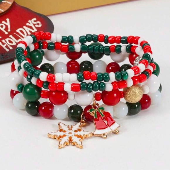 Holiday Charm Beaded Bracelet Set - Picture 2 of 4